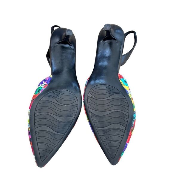 Impo Vintage‎ Floral Watercolours Print "Elina" Slingback Kitten Heels - Picture 5 of 8